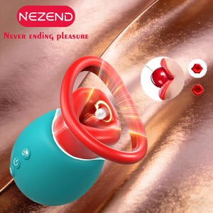 Vibratore a Forma di Rosa per Stimolare Clitoride e Punto G con 10 Vibrazioni Potenti e 3 Modalità Automatiche di Aspirazione - Product Image 1