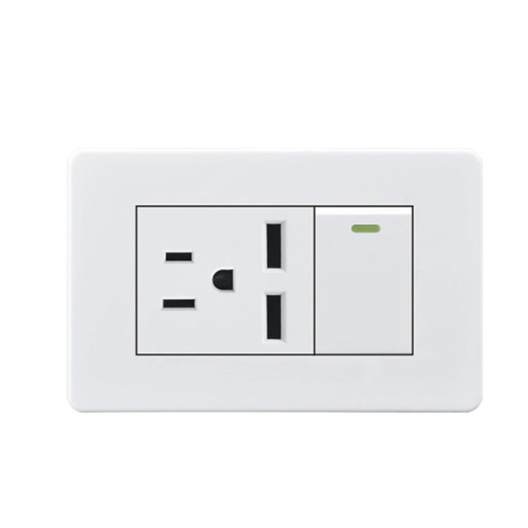 VNX US Standard 8555 Series White Color 1 Gang Wall Socket Switch Multi Grounding Residential / General-Purpose for Home