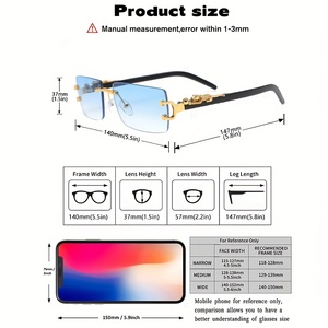 S502 Nouvelles Lunettes de Soleil de Luxe Tendance, Monture Carrée Sans Cadre, Designer, Hommes Femmes, Vente en Gros, Haute Qualité, Marque Tendance, UV400 - Product Image 2