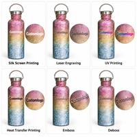 Bouteilles d'eau personnalisées de 24 oz, couleur dégradée, à paroi simple, en titane, légères, portables, réutilisables, à col étroit, avec bouchon à vis, pour le sport