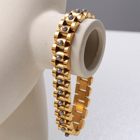 Nouveautés : Bracelet Chaîne de Montre en Acier Inoxydable avec Perles, Bracelets Géométriques Minimalistes Plaqué Or pour Femme, Idéal pour les Soirées