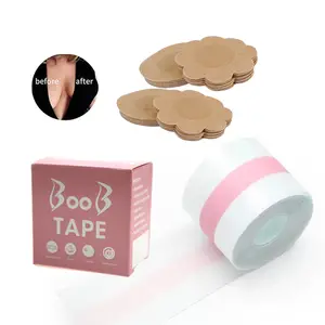 Boob Tape for Large Breasts and 2 Pcs Petals Chest Covers Pads, Breathable  Boobytape for Breast Lift, Waterproof Sweatproof Invisible Athletic  Adhesive Bra for All Clothing & Cup Beige 