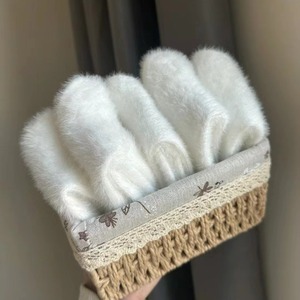 Calcetines de lana de visón para mujer, longitud media hasta la pantorrilla, gruesos, transpirables, esponjosos, de color sólido, cálidos para otoño e invierno, para dormir, ropa de maternidad - Product Image 2