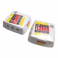 Emballage de hamburger jetable en carton de qualité alimentaire avec logo imprimé sur mesure, boîte à hamburger en papier kraft à clapet