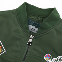 Veste bomber MA1 verte pour homme, multi-patches, broderie, poche zippée, coupe-vent