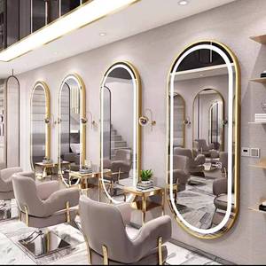 Mia k Hot Sale Large Full Length Gold Styling Barber Salon Furniture Wall Ounted Hairdressing <b>Makeup</b> <b>Led</b> Beauty Salon <b>Mirror</b> - Product Image 3