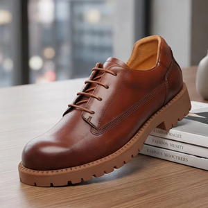 Botas <span class=keywords><strong>Chelsea</strong></span> de Piel Genuina Hechas a Mano para Hombre, Botines Clásicos de Caña Alta con Cordones, Transpirables y Antideslizantes, Zapatos de Vestir a la Moda - Product Image 1