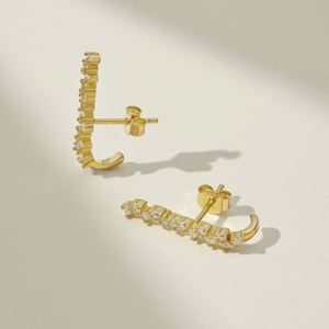 Dylam Light Luxurious Geometric Line Bar Shape <b>Stud</b> <b>Earrings</b> with 925 Sterling Silver 5A Cubic Zircon Tiny <b>Fine</b> Fashion Jewelry - Product Image 3