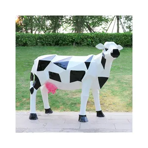 Jingujin Genuine Fiberglass Dairy Cow Sculpture Various Colors Life Size Fiberglass Anime Sculpture For Art