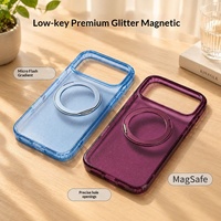 Étui rotatif à 360° pour 18 Pro Max avec coque magnétique en TPU à paillettes, design scintillant rose et bleu clair