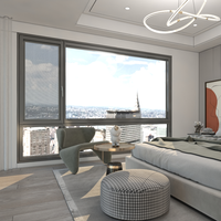 Ventanas Corredizas y Abatibles de Aluminio con Rotura de Puente Térmico para Balcón, Doble Acristalamiento, Vidrio Grande, Vista Panorámica, Tamaño Personalizado, Ventana Corrediza Abatible para Villa