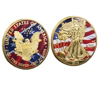 Estatua de la libertad, moneda de diosa de la libertad, Metal, Color en relieve, monedas de recuerdo chapadas en oro