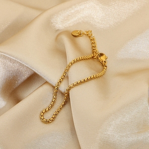 Personalizzato Impilabile Braccialetto Delle Donne In Acciaio Inox Oro di Perle A Catena Piazza Braccialetti di - Product Image 6