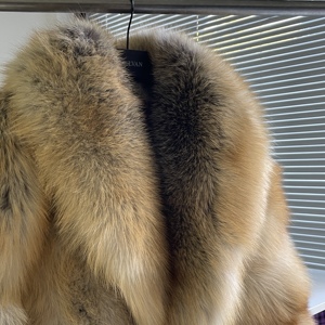 Veste en fourrure véritable pour femmes à col rabattu, veste courte en fourrure de renard d'île dorée naturelle, manteau à bulles - Product Image 2