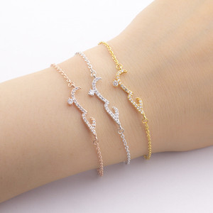 Bracciale Regolabile con Pendente in Lega di Rame con Dichiarazione in Lingua Araba Islamica, Zirconi, Argento/Oro Rosa - Product Image 3