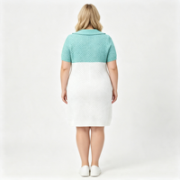Pull en tricot pour femme, personnalisé avec logo OEM, en viscose, ajouré, sexy, écologique, col en V, manches courtes, longueur genou