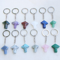 Porte-clés Champignon en Cristal de Chine Style Pastoral Naturel, Aventurine Verte, Cristal Rose, Pierre Semi-Précieuse, Petit Pendentif de Sac