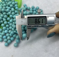 Perles rondes en turquoise bleue du Hubei à demi-trou de 4 mm, 6 mm, 8 mm, 10 mm, perles de turquoise améliorées pour la fabrication de bijoux, vente en gros