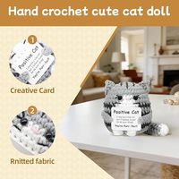 Gato de Ganchillo Positivo al por Mayor, Mini Animal para Regalos, Muñeco Tejido a Mano Inspirador, Regalos Motivacionales de Algodón PP
