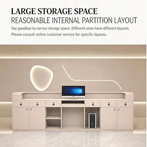 Bureau d'accueil moderne en arc blanc éclairé par LED, avec rangement, multifonctionnel, pour bureau, hôtel, hôpital, <span class=keywords><strong>salon</strong></span> de beauté, usage commercial - Product Image 5