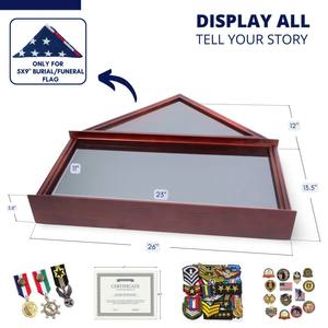 Американский военный флаг, витрина из красного дерева, массивное деревянное стекло, Ветеран Военно-воздушных сил, флаг, теневая коробка, фоторамка, сложенный флаг - Product Image 2