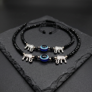 Party Affordable Evil Eye Beads Anklet for Girls Black Beads With Blue Evil Eye <b>Elephant</b> Nazariya Payal Black Beads Anklet - Product Image 3
