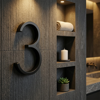 Plaque d'adresse 3D moderne en acrylique noir de 12 cm (5 pouces) pour extérieur, numéros de porte, lettres et numéros de maison, vente en gros