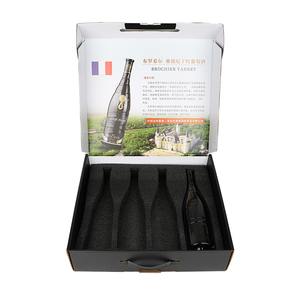 Bán buôn in 6 chai rượu xử lý đen sóng vận chuyển bưu phẩm hộp các tông thực phẩm biểu tượng tùy chỉnh bao bì hộp giấy - Product Image 1