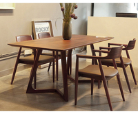 Chaises de salle à manger en bois massif de style moderne et luxueux en cuir PU, design simple