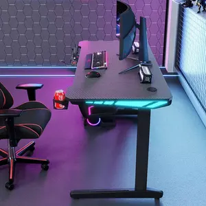 Vente en gros d'usine de haute qualité Escritorio Gamer Table <span class=keywords><strong>Bureau</strong></span> d'ordinateur de jeu <span class=keywords><strong>LED</strong></span> RVB Table de jeu - Product Image 3