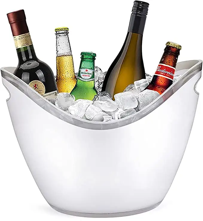 3.5L Ice Buckets White Acrylic Drink Bucket Beverage Tub Wine Champag3ne Ice Bucket