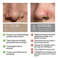 JiaXin Anneau de septum articulé en titane de qualité implantaire ASTM F136, anneaux de nez, hélix avant, piercing de lobe d'oreille, bijoux de piercing corporel