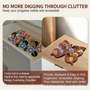 Wooden Commemorative Coin Shelf Multi Tiered Display Rack <b>Desktop</b> <b>Stand</b> For Collectible Coins Medal Organizer Retro Color - Product Image 4