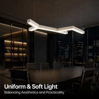 OEPE Suspension LED Linéaire Moderne Noire IP44 220V avec Interrupteur, Abat-jour en Aluminium et Plastique, pour Installation en Projets Scolaires, Bureaux et Salles à Manger