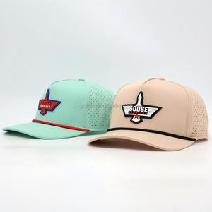 Gorra de béisbol OEM al por mayor de 5 paneles, deportiva, de poliéster, con cuerda, estilo papá, para golf, de alta calidad, con logotipo de parche de goma personalizado - Product Image 3