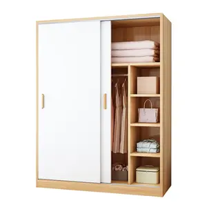 2022Double-door Simple Modern Wooden Household Economical Wardrobe Two-door Assembly Large Wardrobe
