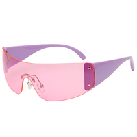 2025 Vintage Rectangle sans monture Y2K Style lunettes de soleil marron UV400 dégradé rose lunettes de soleil pour hommes femmes Hip Hop Cool nuances