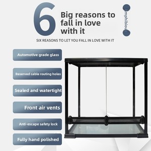 Kertenkeleler, Kurbağalar, Yılanlar ve Böcekler için Tüm Kenarları Kapalı Evcil Hayvan Yetiştirme <span class=keywords><strong>Tank</strong></span>ı - Yağmur Ormanı Manzaralı <span class=keywords><strong>Tank</strong></span>, Su ve Kara <span class=keywords><strong>Tank</strong></span>ı - Product Image 5