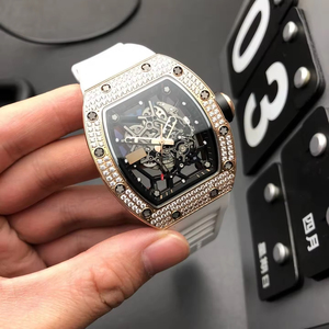 2026 New Luxury Diamond-Embedded 035 Rose Gold Men's Automatic Mechanical <b>Watch</b>, High-Quality Fashion Hollow Skeleton Dress - Product Image 4