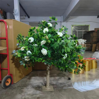A-1595 Arbre de fleurs artificielles en soie, pivoine et rose, pas cher, pour intérieur, centres de table, décoration de mariage, petit arbre de fleurs artificielles en fausse rose