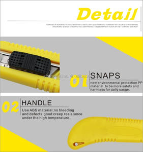 تصميم جديد أصفر قابل للسحب شفرة الشريحة فائدة قلم رصاص صندوق ورق الحائط القاطع سكين مع 3 شفرات - Product Image 5