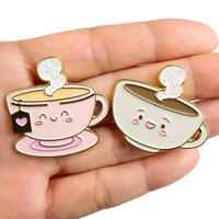 Épingles en émail personnalisées en forme de tasse à café de dessin animé - Émail dur/souple en métal pour badges et cadeaux souvenirs