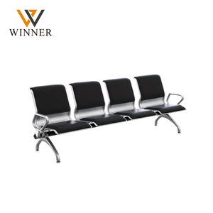 Muebles de área de espera Marco de metal dorado Cuero Público 3 4 Asientos Hospital Aeropuerto Silla de sala de espera - Product Image 2