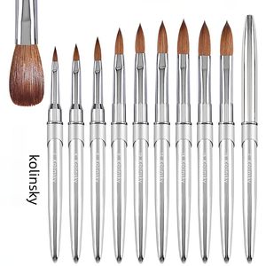 Pinceau à ongles en acrylique Kolinsky avec manche en métal, pinceau à poudre personnalisé pour la décoration des ongles, pour salon de beauté - Product Image 1