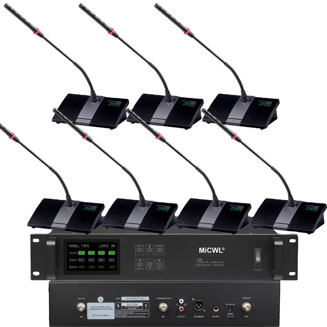 MiCWL 32 Desktop Digital CPU Processor Wireless Microphone Conference System 2 President 30 Delegate Meeting Room Mic