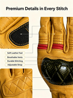 Gants de moto en cuir pour homme style rétro, ignifuges, protection UV, imperméables, respirants, fermeture à boucle pour le cyclisme