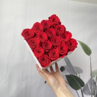 Rose naturel préservée à la main, boite-cadeau carrée, pour la saint-valentin, fleur préservée, pour petite amie