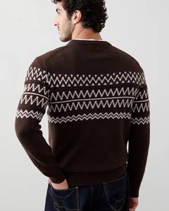 Suéter personalizado de Fair Isle, cuello redondo, cuello acanalado, puños y dobladillo recto, suéter de Jacquard de punto para hombre - Product Image 3