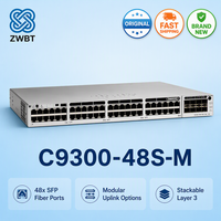 Cisco Switch Catalyst C9300-48S-M 48 Port GbE SFP Layer 3 Switch 256Gbps 480G StackWise Modular 10G Uplinks Meraki Cloud Managed.