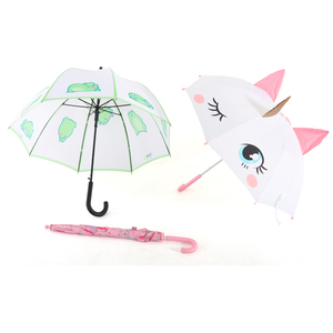 Parapluie enfant licorne dessin animé, ouverture manuelle, 8 baleines, panneau en pongee, poignée rose, protection soleil et pluie pour la rentrée scolaire - Product Image 5